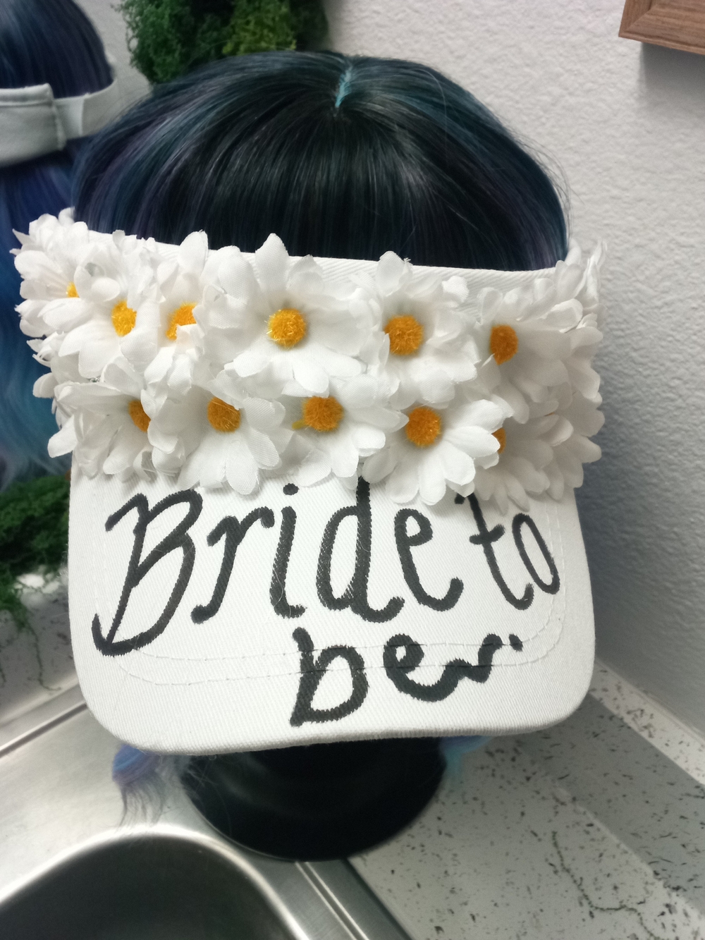 Bride to Be White Daisy Visor